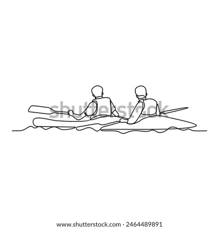 One continuous line drawing of people play rowing vector illustration. Rowing design in simple linear continuous style vector concept. Sports themes design for your asset vector design illustration.