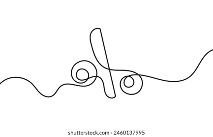 One continuous line drawing of a percent sign. illustration without background. Linear percent icon isolated on white background. EPS 10.