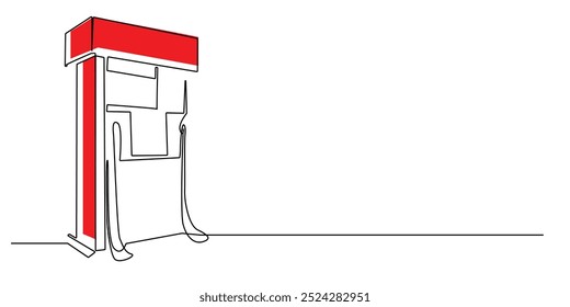 one continuous line drawing of petrol station.single line gas station icon.one line vector illustration.isolated white background
