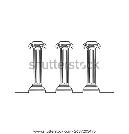One continuous line drawing of a Pillars of the court vector design illustration. Justice themes design in simple linear style concept. Suitable for your asset design and good for educational purpose.