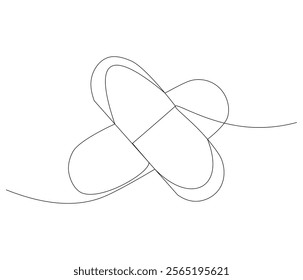 One continuous line drawing of pills medicine . Single line of pills medicine vector illustration

