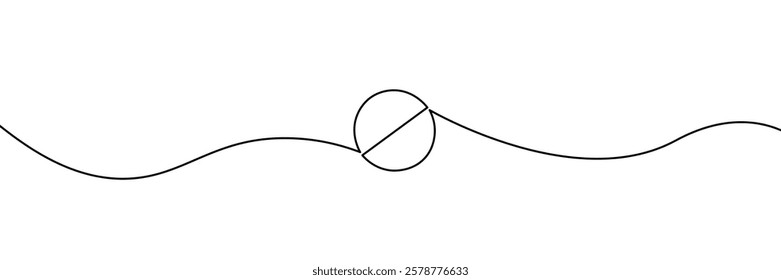 One continuous line drawing of pills medicine . Single line of pills medicine. One line icon. Continuous line tablet icon. Vector illustration