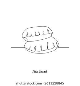 One continuous line drawing of Pita Bread food vector illustration. Traditional food in simple linear style vector design concept. Traditional foods for your asset design  and educational purpose.