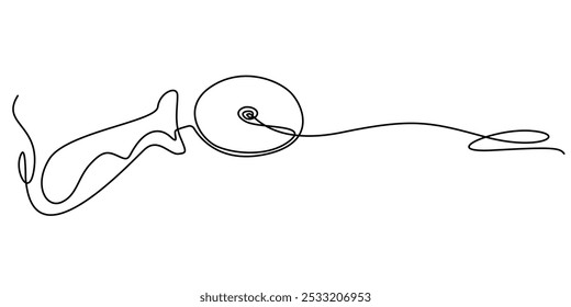 one continuous line drawing of pizza cutter.one line drawing of pizza cutting tool.single line vector illustration.isolated white background