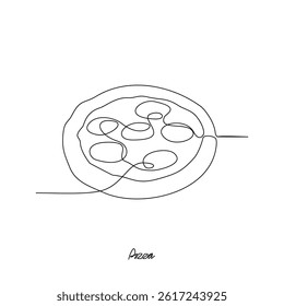 One continuous line drawing of Pizza food vector design illustration. Traditional food in simple linear style vector design concept. European foods for your asset design and educational purpose.