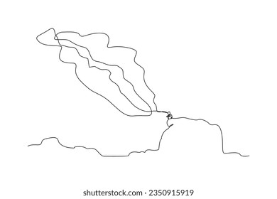 One continuous line drawing of Planets, stars, asteroids, and comets in outer space. Galaxy concept. Doodle vector illustration in simple linear style. 