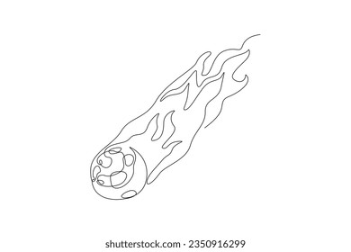 One continuous line drawing of Planets, stars, asteroids, and comets in outer space. Galaxy concept. Doodle vector illustration in simple linear style. 