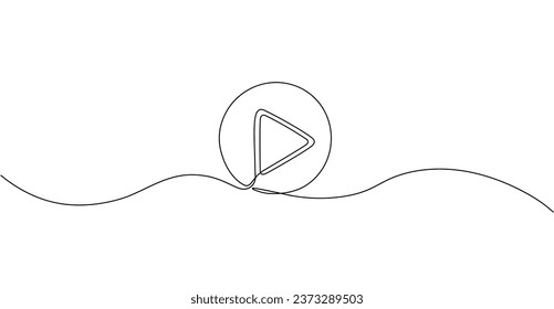 One continuous line drawing of play button. Vector illustration