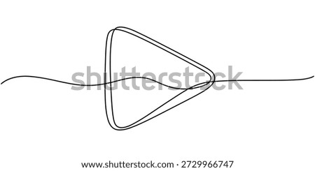 One continuous line drawing of Play button. Icon of start and pause playing music video and voice message in simple linear style. Editable stroke. Doodle outline vector illustration