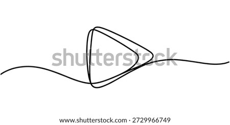 One continuous line drawing of Play button. Icon of start and pause playing music video and voice message in simple linear style. Editable stroke. Doodle outline vector illustration