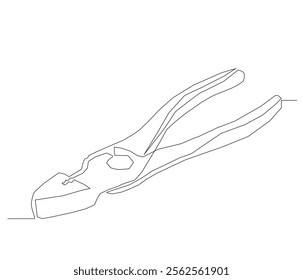 One continuous line drawing of pliers. Single line of pliers vector illustration


