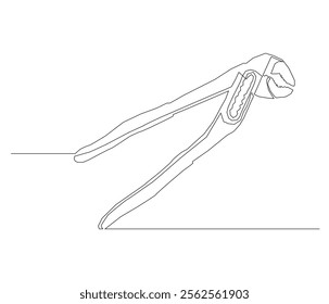 One continuous line drawing of pliers. Single line of pliers vector illustration


