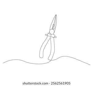 One continuous line drawing of pliers. Single line of pliers vector illustration


