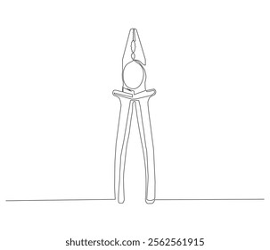 One continuous line drawing of pliers. Single line of pliers vector illustration


