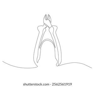 One continuous line drawing of pliers. Single line of pliers vector illustration


