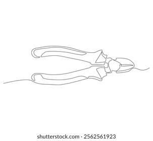 One continuous line drawing of pliers. Single line of pliers vector illustration


