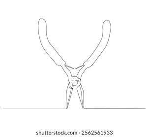 One continuous line drawing of pliers. Single line of pliers vector illustration


