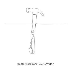 One continuous line drawing of pliers, screwdriver, wrench. single line illustration of mechanical tools. editable outline