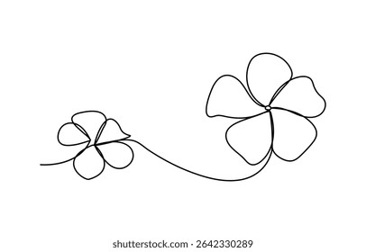  One continuous line drawing of Plumeria flower Frangipani simple linear style.