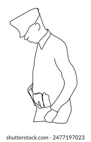 One continuous line drawing of Police profession with white background. Police profession design concept in simple linear style. Police profession design concept vector illustration.