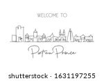 One continuous line drawing of Port au Prince city skyline, Haiti. Beautiful landmark home wall decor poster print. World landscape tourism travel vacation. Single line draw design vector illustration