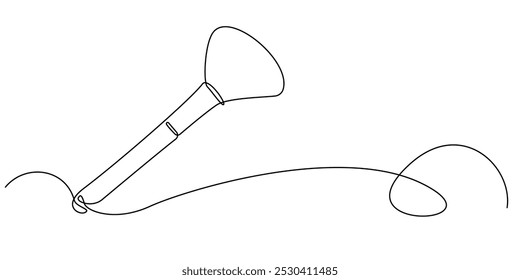um desenho de linha contínua de pincel em pó.um desenho de linha de pincelada em pó cosmetology equipamentos tools.minimalist linha beleza tools.single linha vetor ilustração