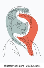 One continuous line drawing of pregnant woman, silhouette picture of mother
