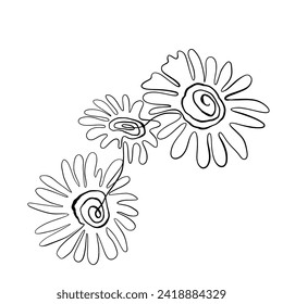 One continuous line drawing. Printable decorative poster common daisy flower chamomile