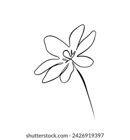 One continuous line drawing. Printable decorative poster common daisy flower concept for wall home decor. chamomile