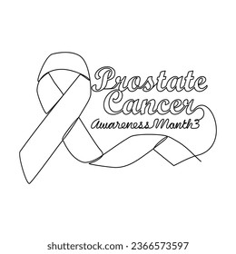 Un dibujo de línea continua de un mes de conciencia del cáncer de próstata con antecedentes blancos. Diseño de cinta de concientización en estilo lineal simple. ilustración vectorial del concepto de diseño médico y de salud.