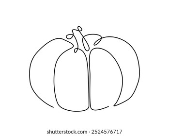 Um desenho de linha contínua da ilustração da fruta da abóbora. Design de monolina de abóbora.