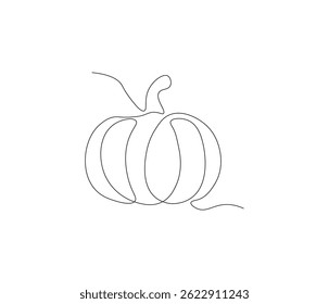 Um desenho de linha contínua de legumes de frutas de abóbora. ilustração de linha única do conceito de frutas sazonais. curso editável
