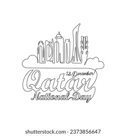 One continuous line drawing of Qatar National Day Vector Illustration on December 18th. Qatar National Day design in simple linear style illustration. Suitable for greeting card, poster and banner.