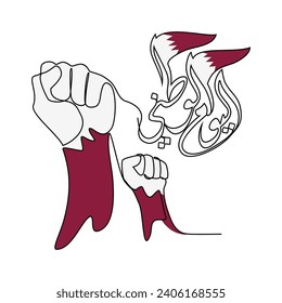 Un dibujo en línea continuo de la Ilustración vectorial del Día Nacional de Qatar el 18 de diciembre. Diseño del Día Nacional de Qatar en una simple ilustración lineal. Adecuado para tarjetas de felicitación, afiches y banner.