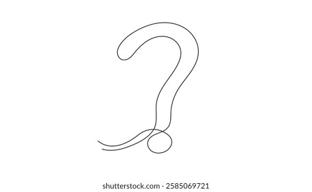 One continuous line drawing of question mark. hand drawn asking sign. question mark single line art. vector illustration