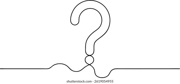 one continuous line drawing of a question mark isolated on a white background in simple vector illustration style
