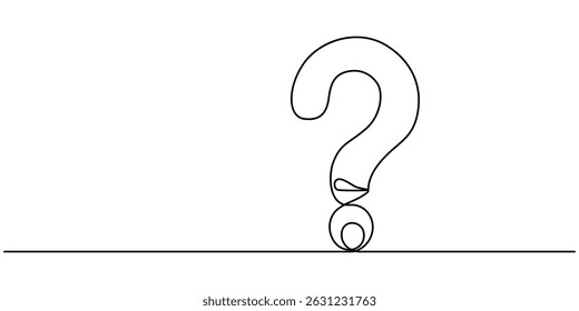one continuous line drawing of a question mark isolated on a white background in simple vector illustration style, Question mark icon continuous one line drawing and minimalist style isolate outline.