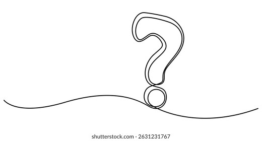 one continuous line drawing of a question mark isolated on a white background in simple vector illustration style, Question mark icon continuous one line drawing and minimalist style isolate outline.