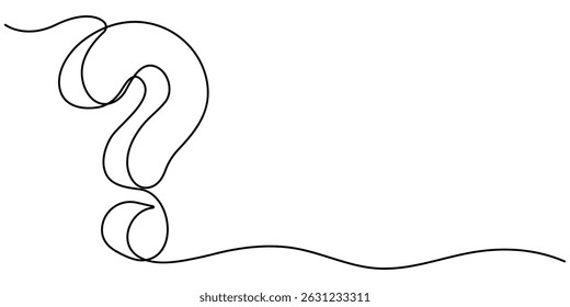 One continuous line drawing of a question mark isolated on a white background in simple vector illustration style. question mark single line art. hand drawn asking sign. Editable stroke.