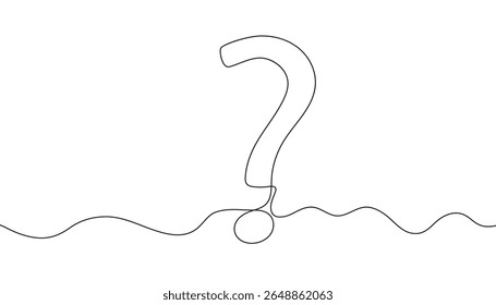 Eine durchgehende Strichzeichnung des Fragezeichens. Fragezeichen einzeiliges Art. handgezeichnetes Fragezeichen. Vektorgrafik