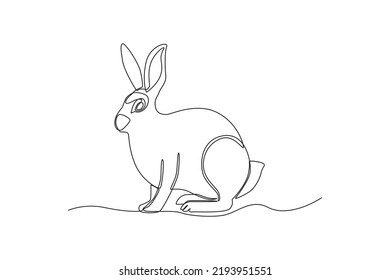 One continuous line drawing of a rabbit. Animal concept. Single line draw design vector graphic illustration.