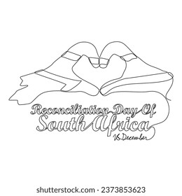 One continuous line drawing of Reconciliation Day of South Africa on December 16th. South Africa National Day design in simple linear style. Reconciliation Day of South Africa design concept vector .