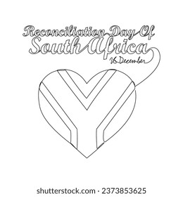 One continuous line drawing of Reconciliation Day of South Africa on December 16th. South Africa National Day design in simple linear style. Reconciliation Day of South Africa design concept vector .