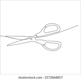 One continuous line drawing of regular scissors and barber scissors. single line drawing of scissors. one line illustration of cutting equipment. editable vector