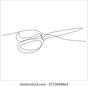 One continuous line drawing of regular scissors and barber scissors. single line drawing of scissors. one line illustration of cutting equipment. editable vector