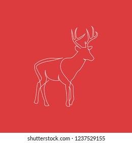 One continuous line drawing of Reindeer Christmas sign. Full height. Vector illustration eps.10
