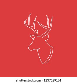 One continuous line drawing of Reindeer Christmas sign. Head. Vector illustration eps.10