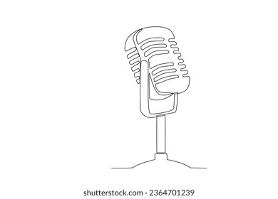 One continuous line drawing of retro microphone
