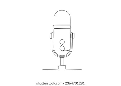 One continuous line drawing of retro microphone

