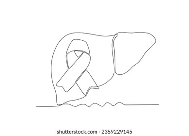 One continuous line drawing of the ribbon and the concept of world hepatitis day
